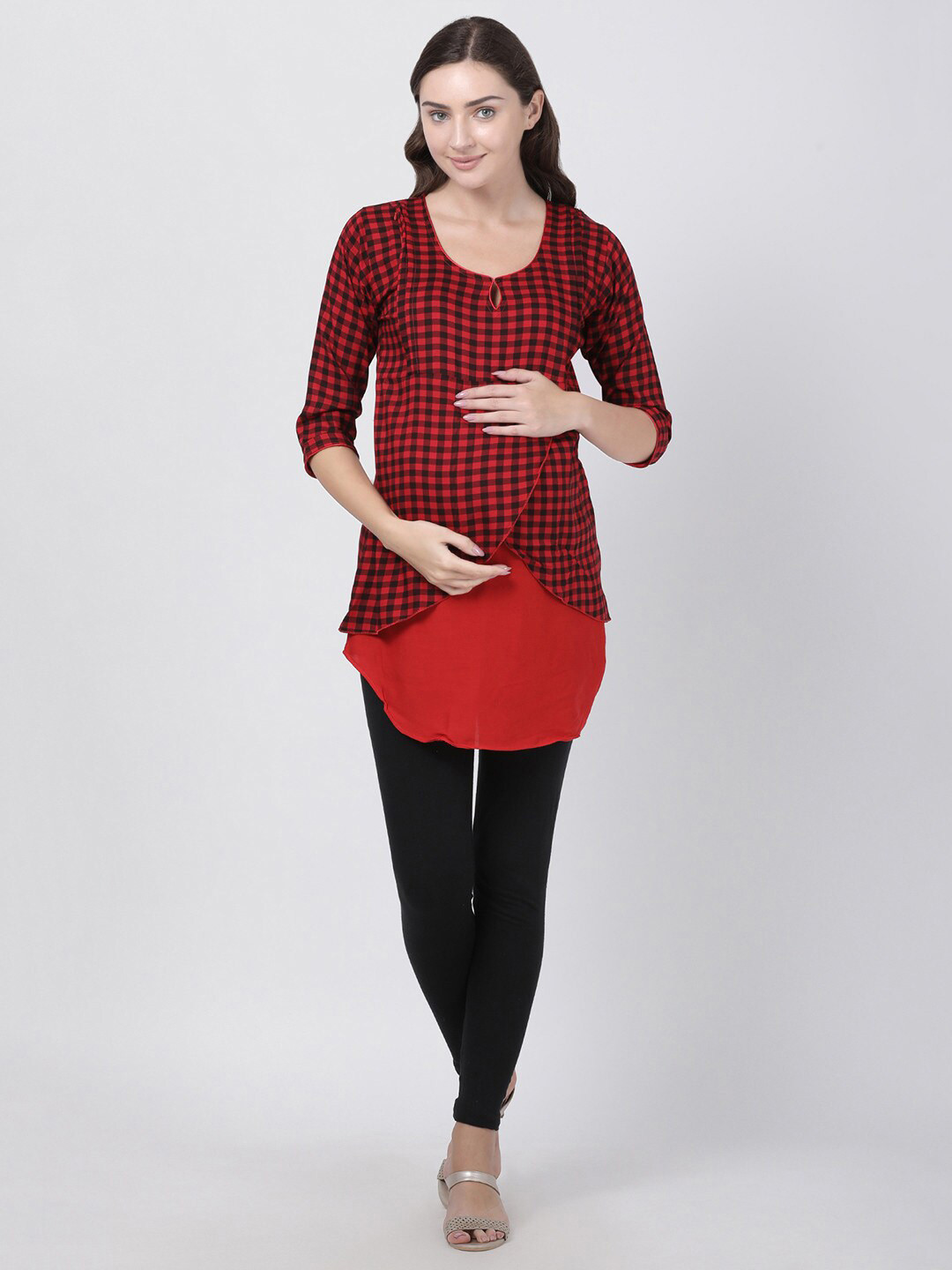 

GOLDSTROMS Checks Printed Maternity Tunic, Red