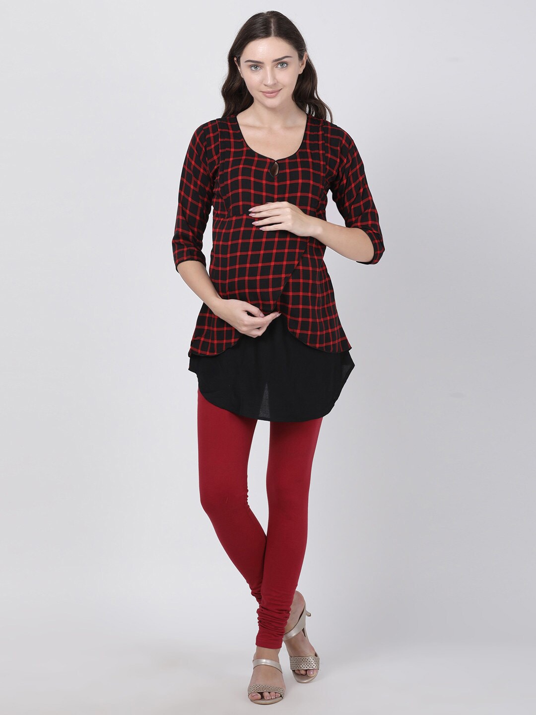 

GOLDSTROMS Checked Round Neck Maternity Tunic, Black