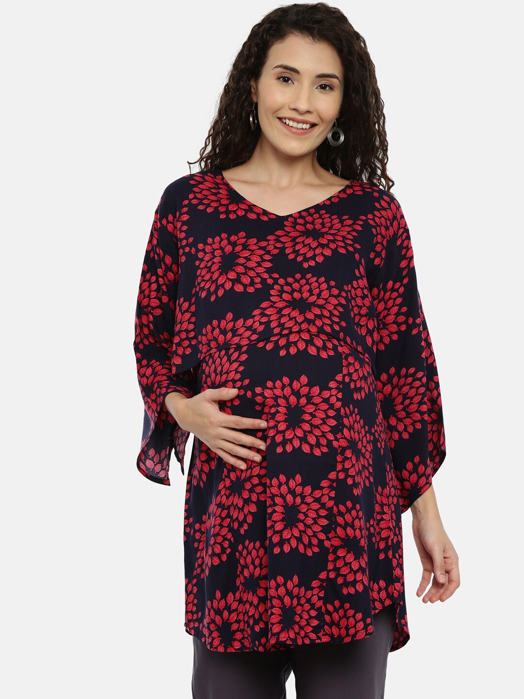

GOLDSTROMS Floral Printed V-Neck Maternity Tunic, Black