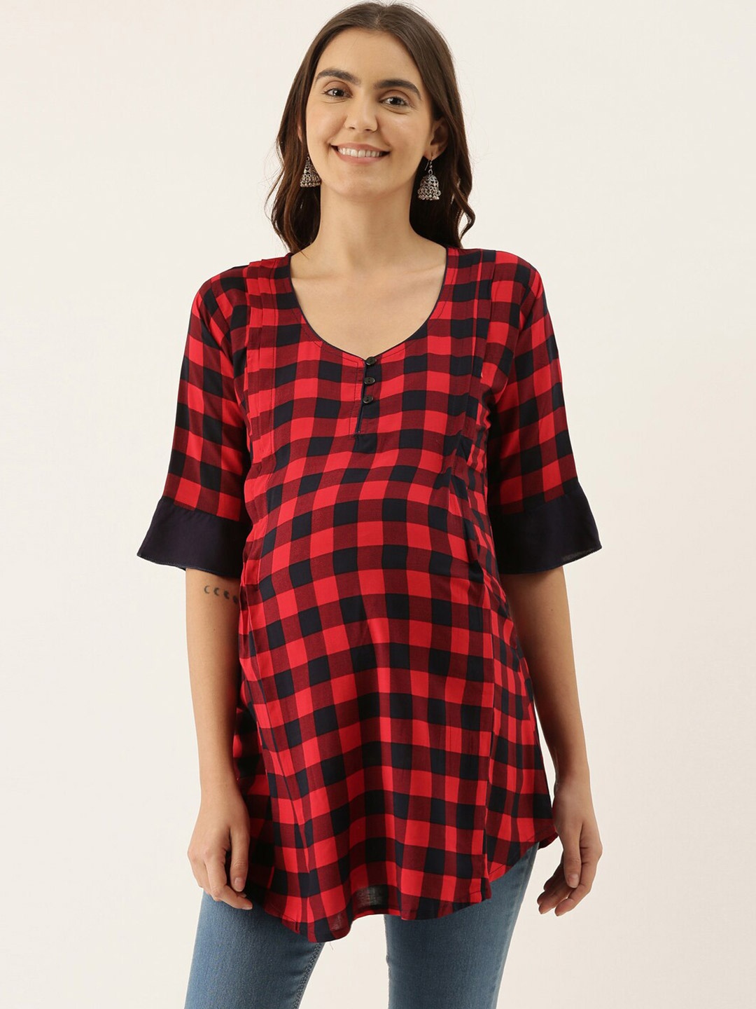 

GOLDSTROMS Red & Black Checked Tunic