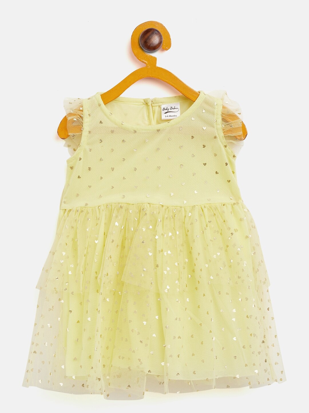 

Camey Infant Girls Conversational Printed Georgette Fit & Flare Dress, Yellow