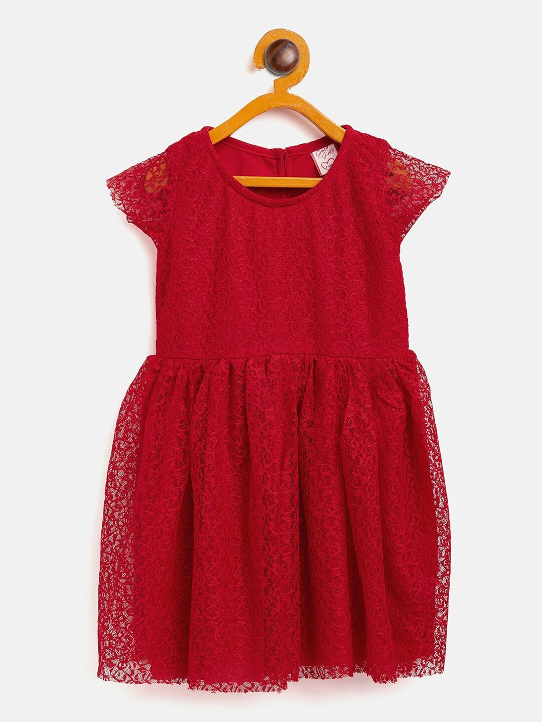 

Camey Infant Girls Self Design Lace Fit & Flare Dress, Red