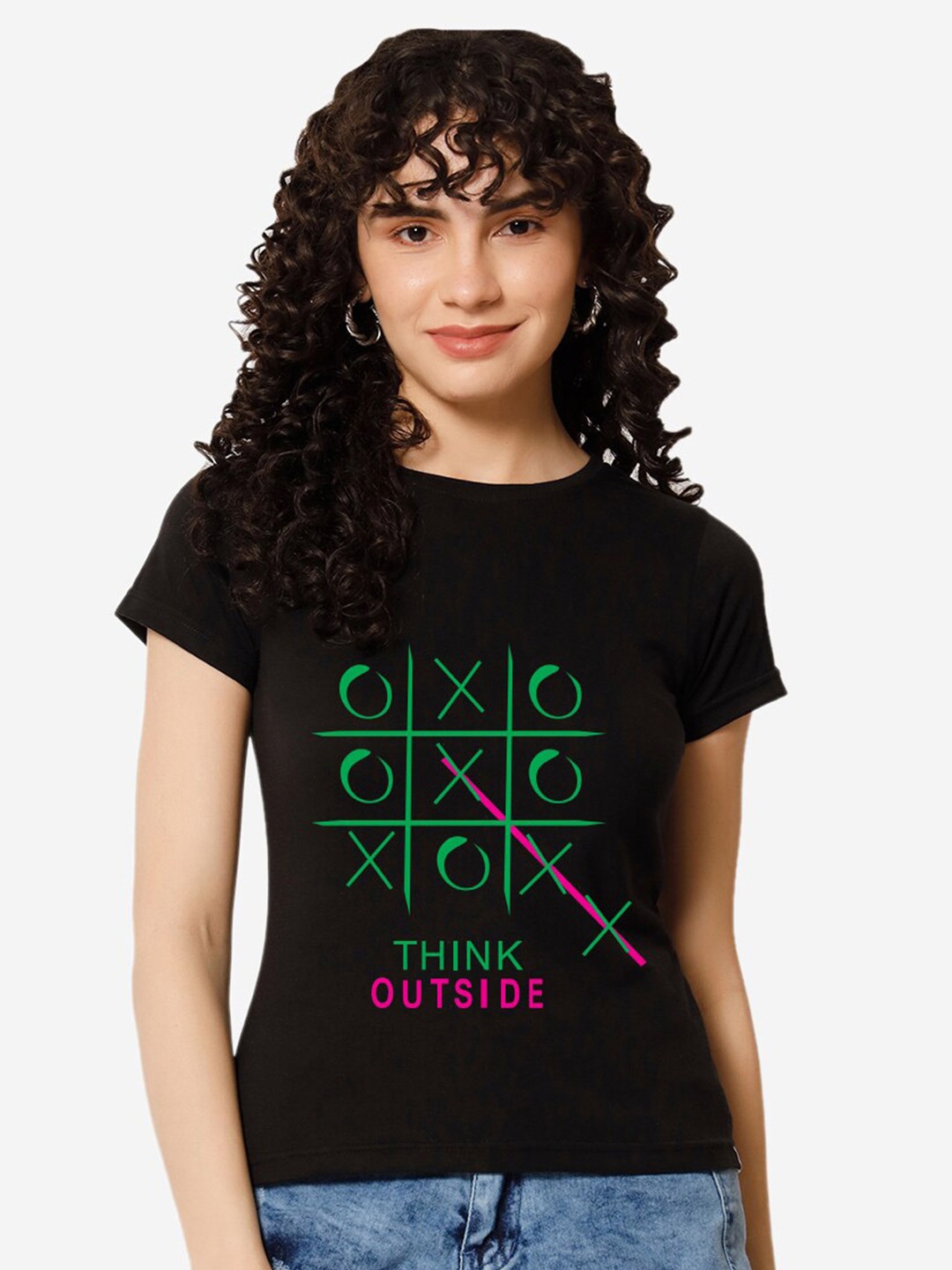 

XOXO Design Graphic Printed Pure Cotton T-shirt, Black