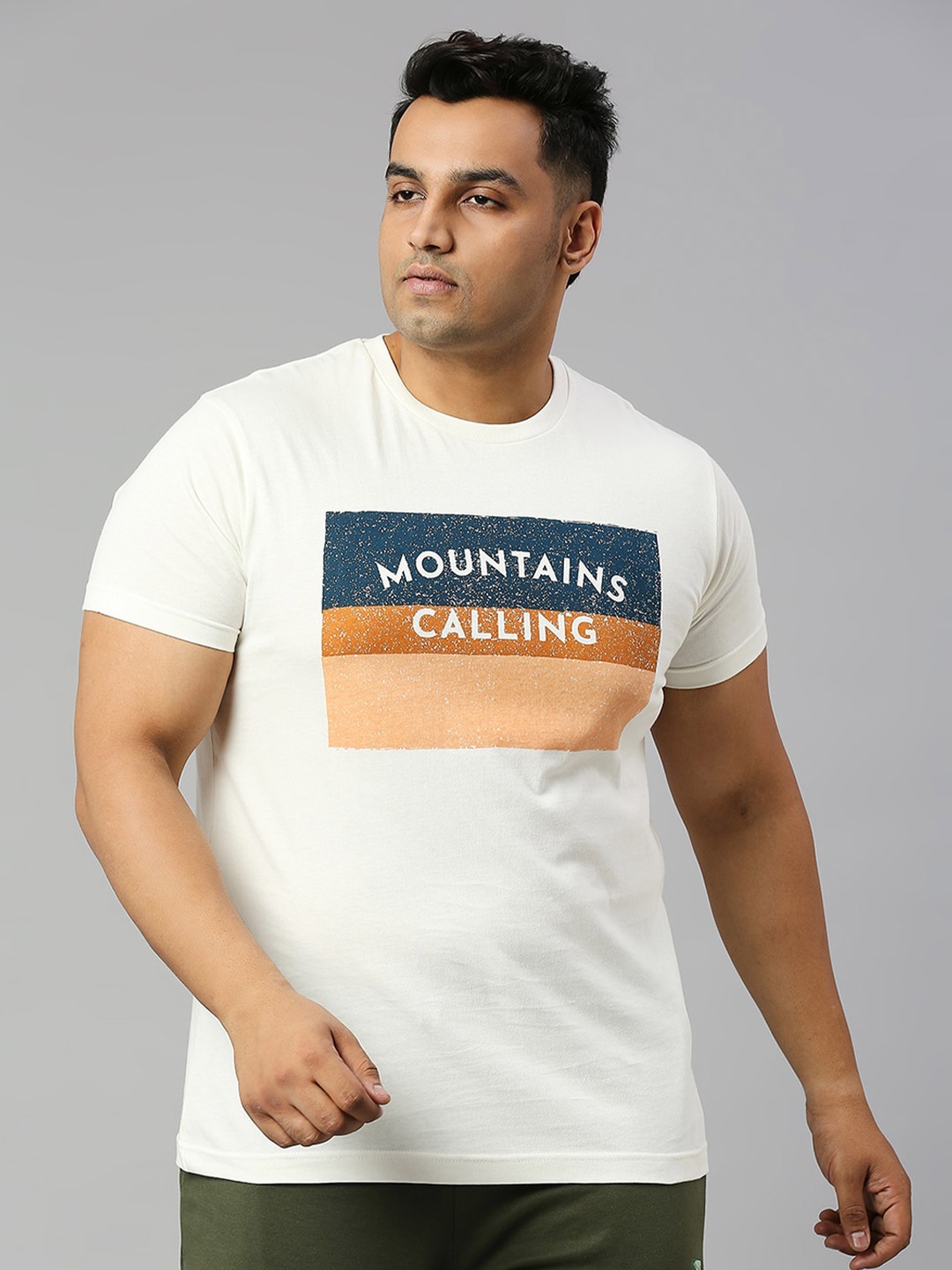 

Freeform by High Star Plus Size Typography Printed Pure T-shirt, White