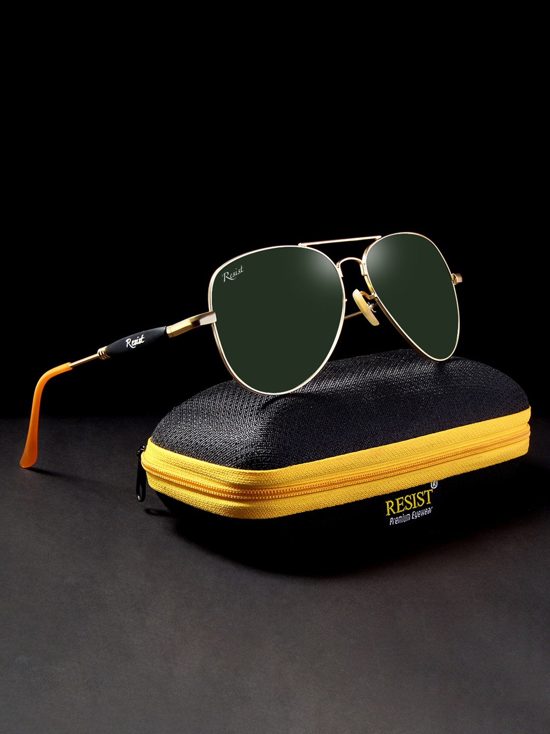 

RESIST EYEWEAR Lens & Aviator Sunglasses With UV Protected Lens ANDREWGOLDGREEN1, Green