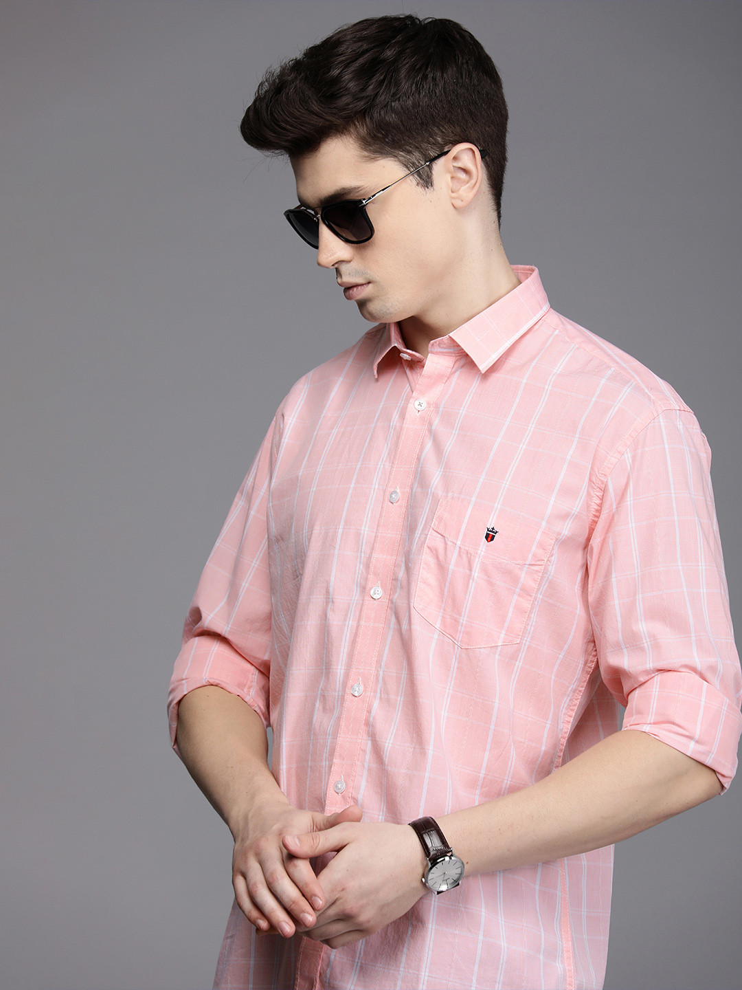 

Louis Philippe Sport Slim Fit Checked Casual Shirt, Pink