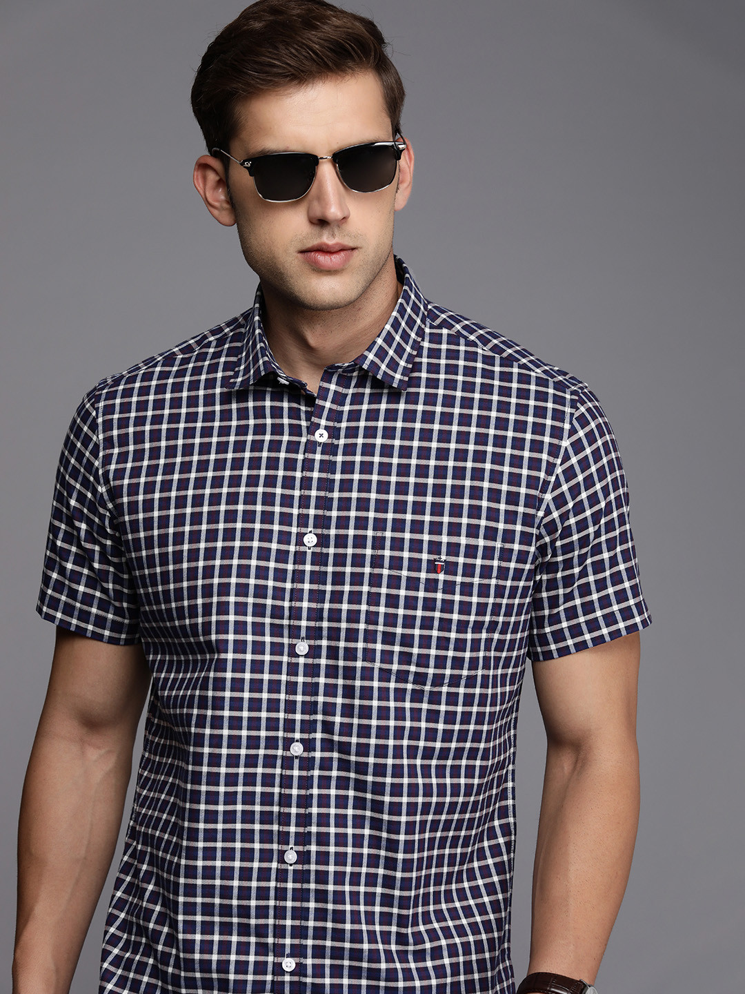 

Louis Philippe Sport Slim Fit Checked Casual Shirt, Navy blue