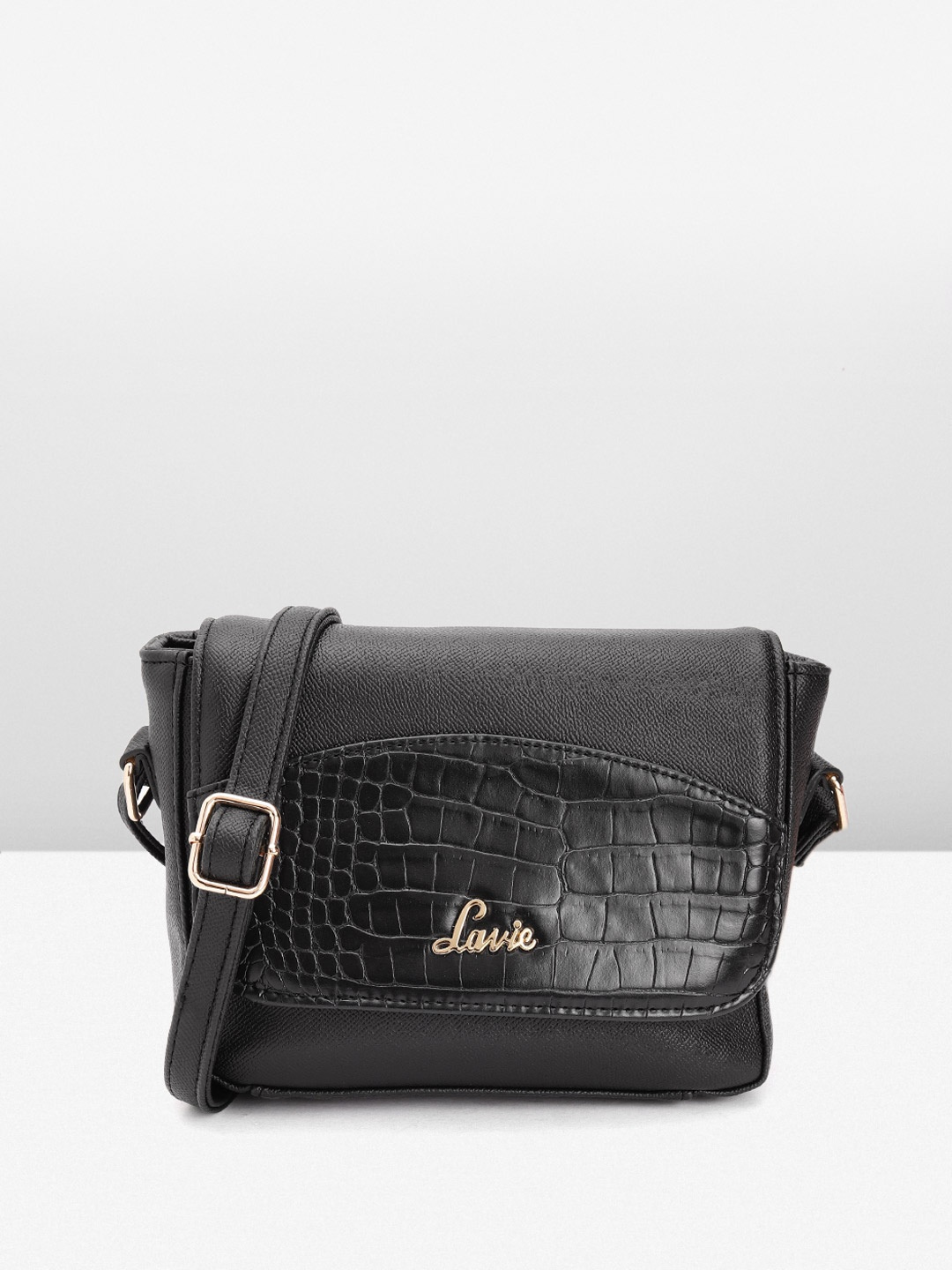 

Lavie Women Croc Textured Structured Sling Bag, Black