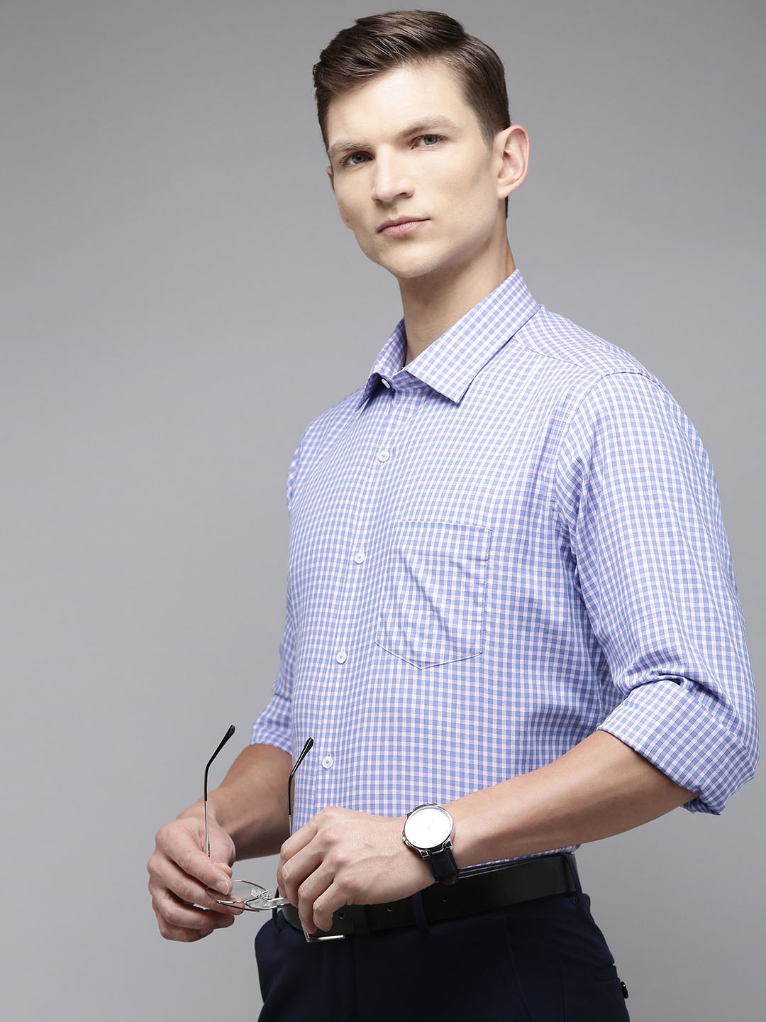 

Van Heusen Men Micro Checks Formal Shirt, Violet