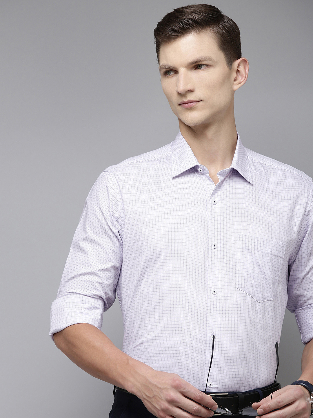 

Van Heusen Men Micro Checks Formal Shirt, Violet