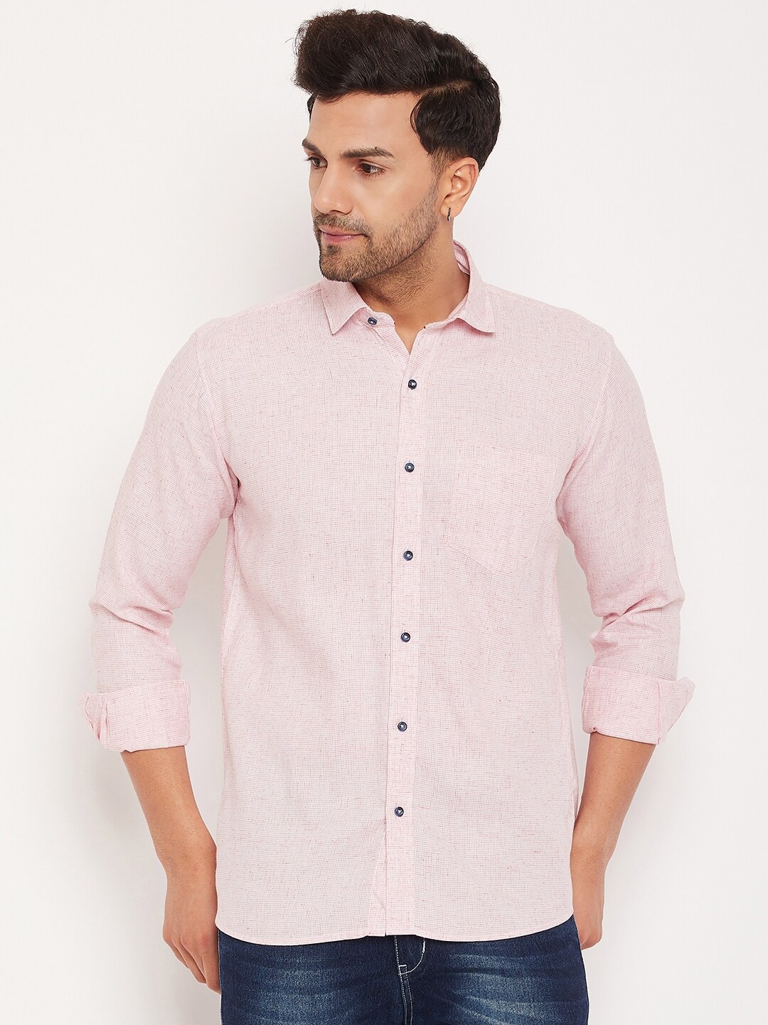 

Duke Spread Collar Cotton Slim Fit Casual Shirt, Pink