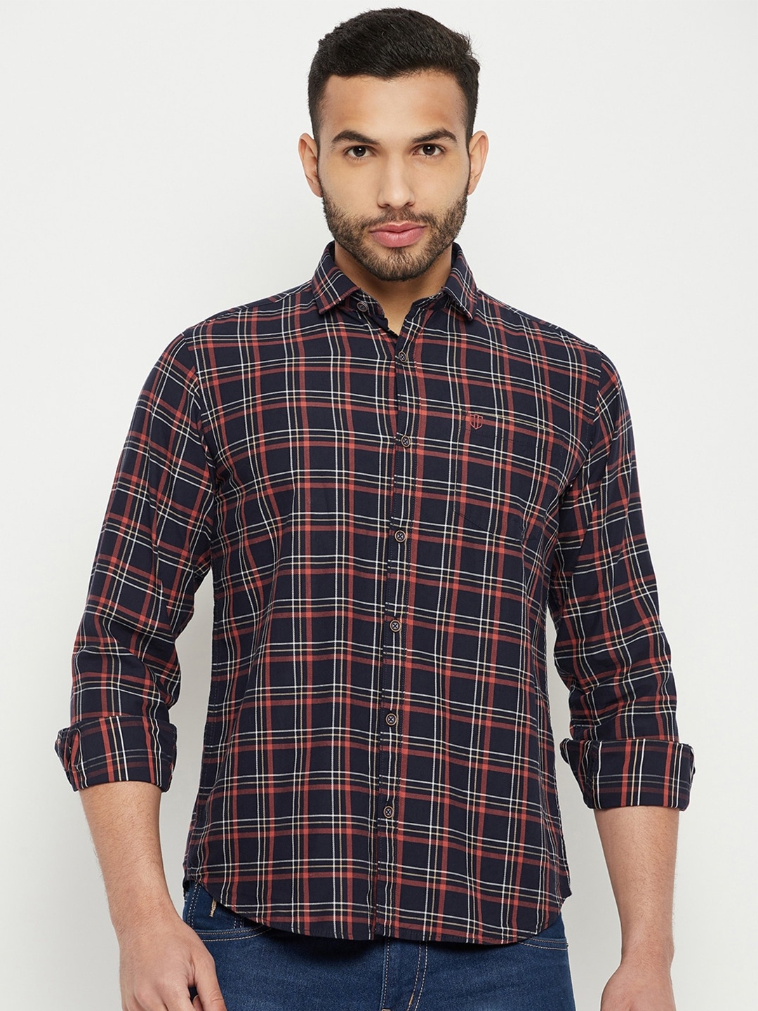 

Duke Slim Fit Checked Cotton Casual Shirt, Blue