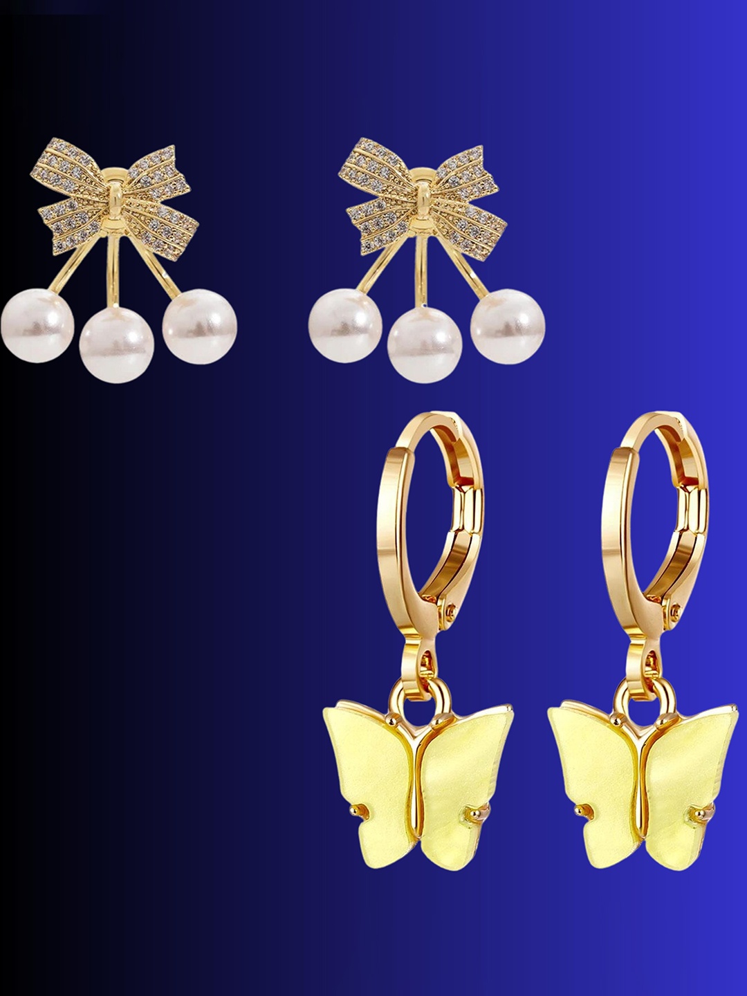 

Pinapes Set Of 2 Gold-Plated Contemporary Hoop Earrings