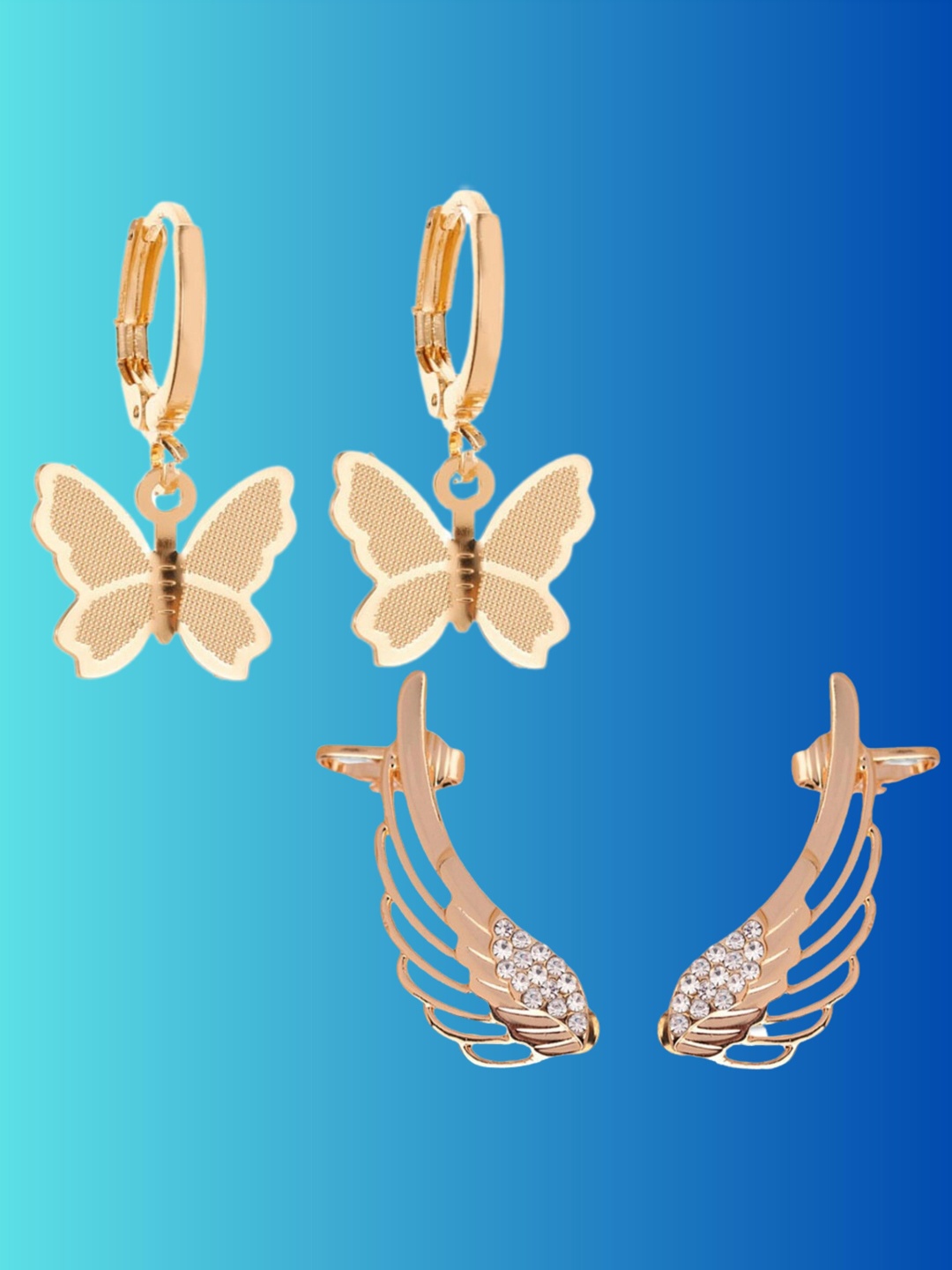

Pinapes Set Of 2 Gold-Plated Contemporary Hoop Earrings