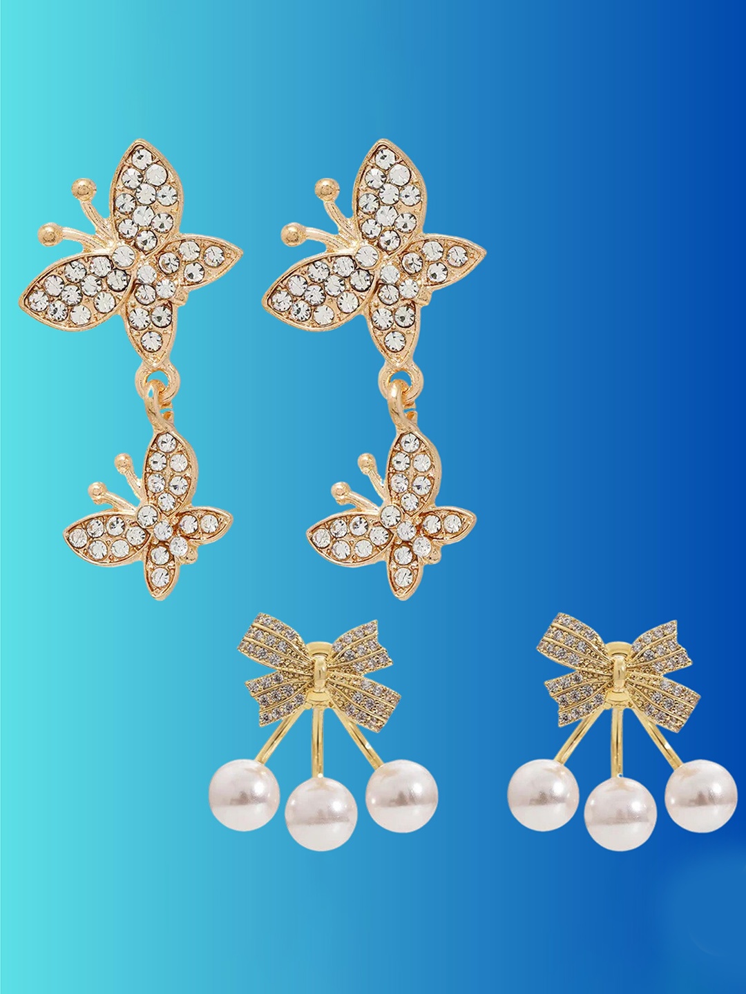 

Pinapes Set Of 2 Gold-Plated Contemporary Studs Earrings