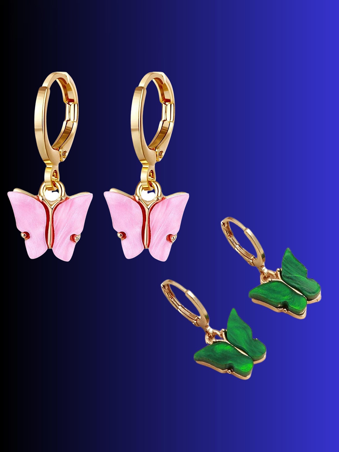 

Pinapes Set Of 2 Gold-Plated Contemporary Drop Earrings