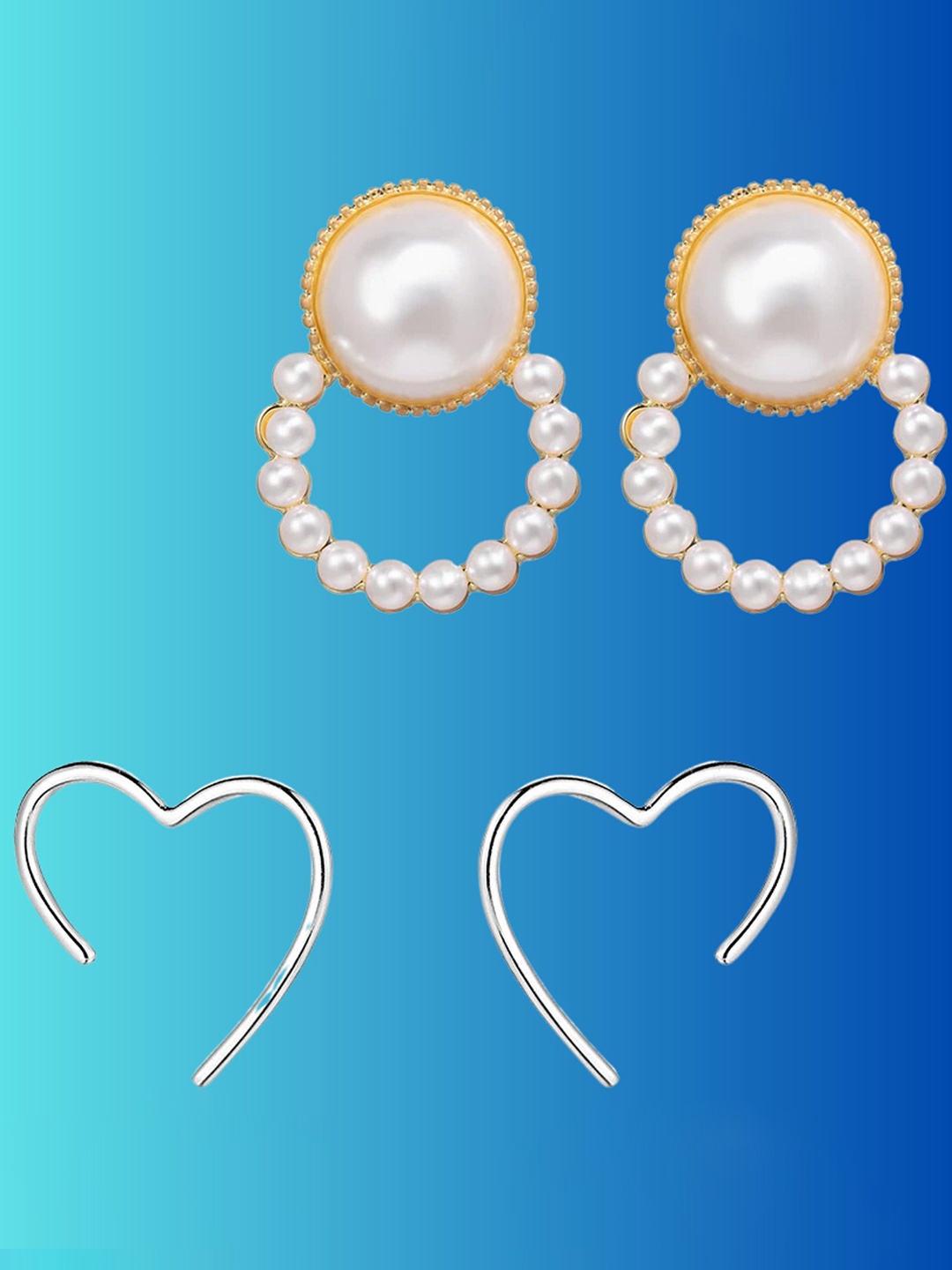 

Pinapes Set Of 2 Gold-Plated Contemporary Studs Earrings