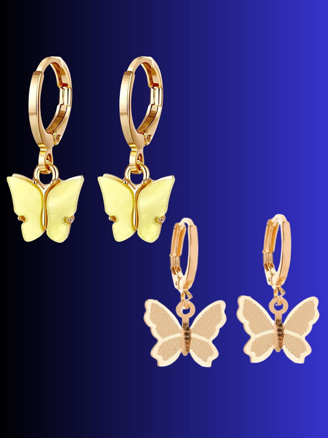 

Pinapes Set Of 2 Gold-Plated Contemporary Drop Earrings