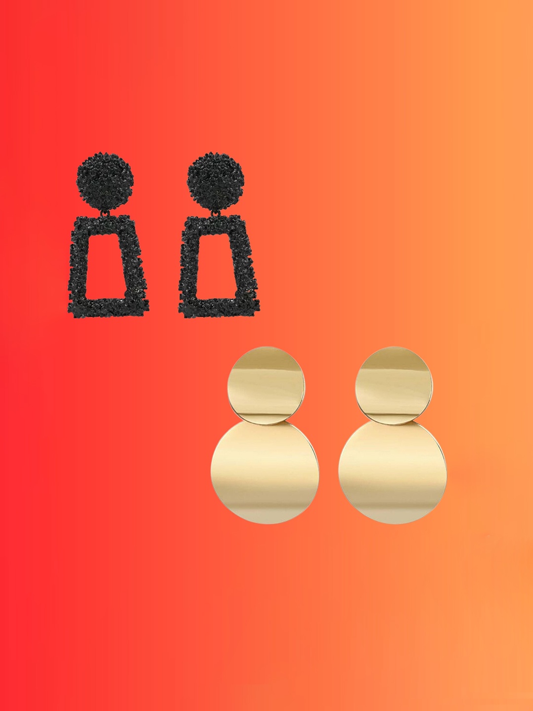 

Pinapes Set Of 2 Gold-Plated Contemporary Drop Earrings