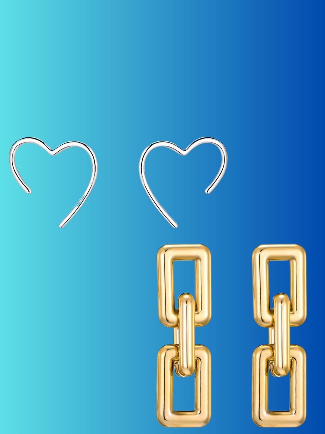

Pinapes Set Of 2 Gold-Plated Contemporary Drop Earrings