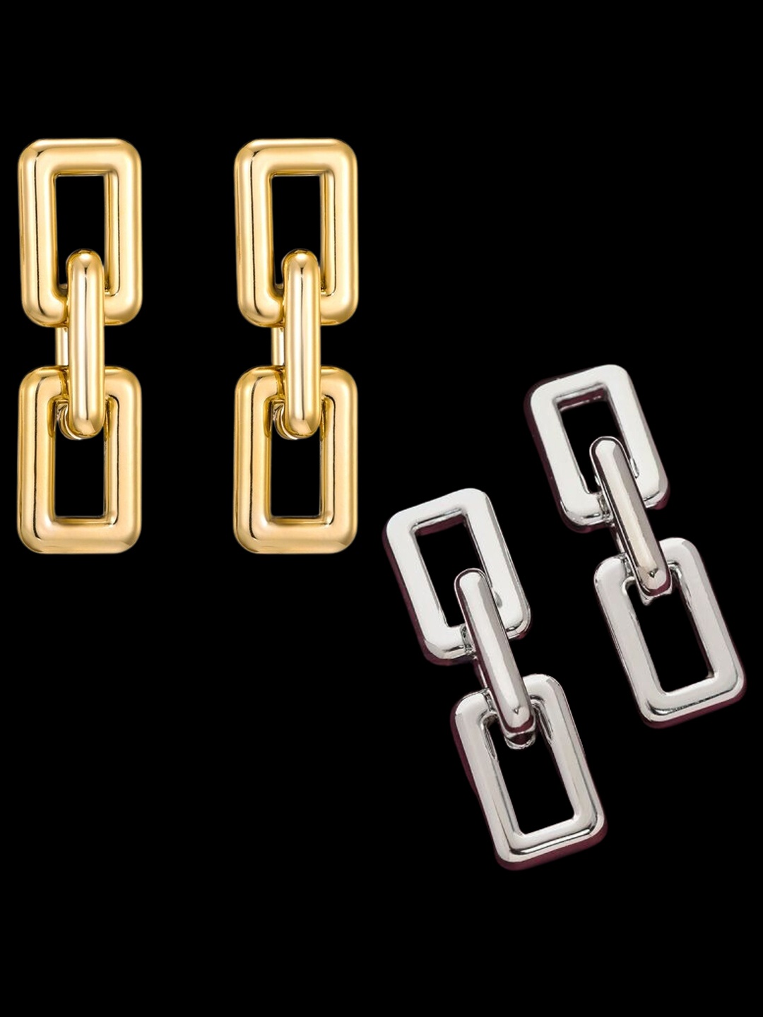 

Pinapes Set Of 2 Gold-Plated Contemporary Drop Earrings