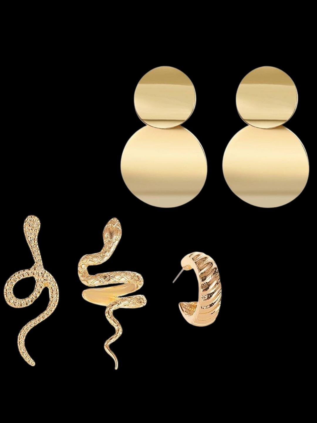 

Pinapes Set Of 2 Gold-Plated Contemporary Drop Earrings