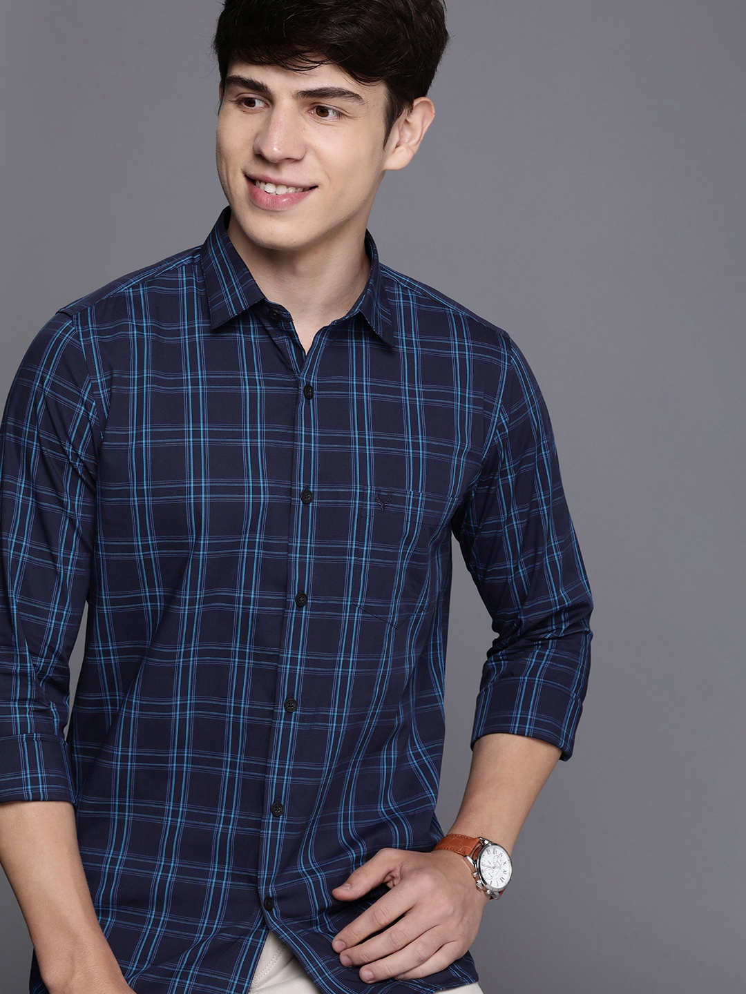 

Allen Solly Slim Fit Tartan Checked Casual Shirt, Blue