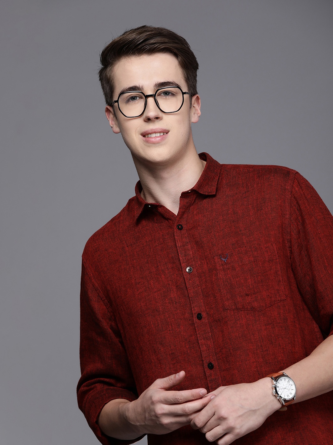 

Allen Solly Slim Fit Opaque Casual Shirt, Maroon