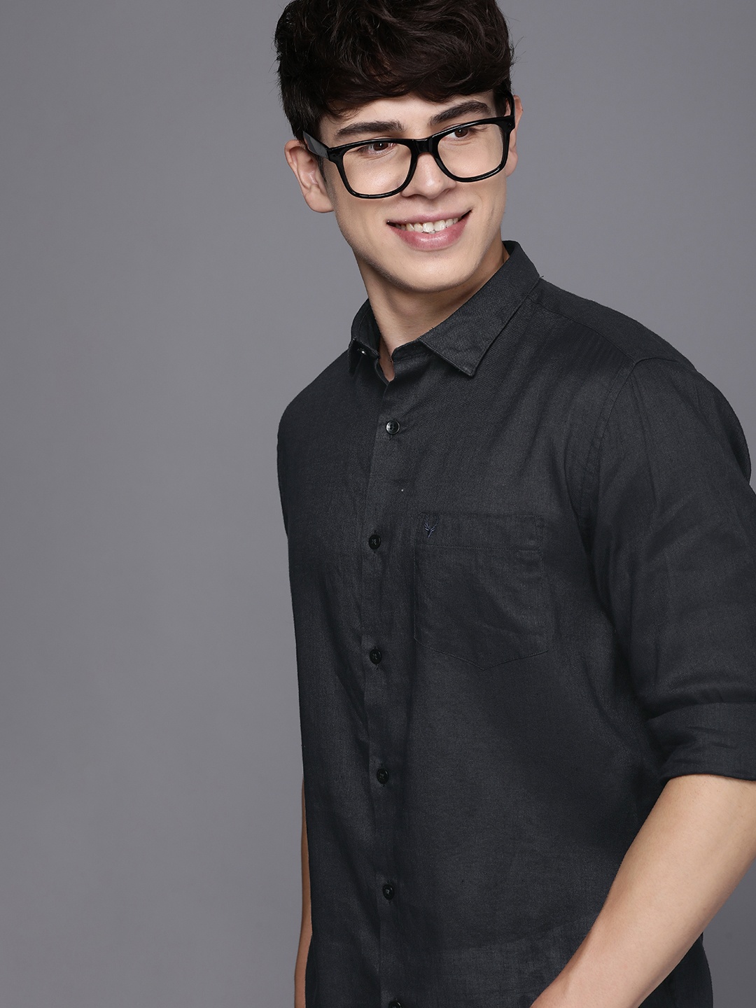 

Allen Solly Men Slim Fit Opaque Casual Shirt, Black