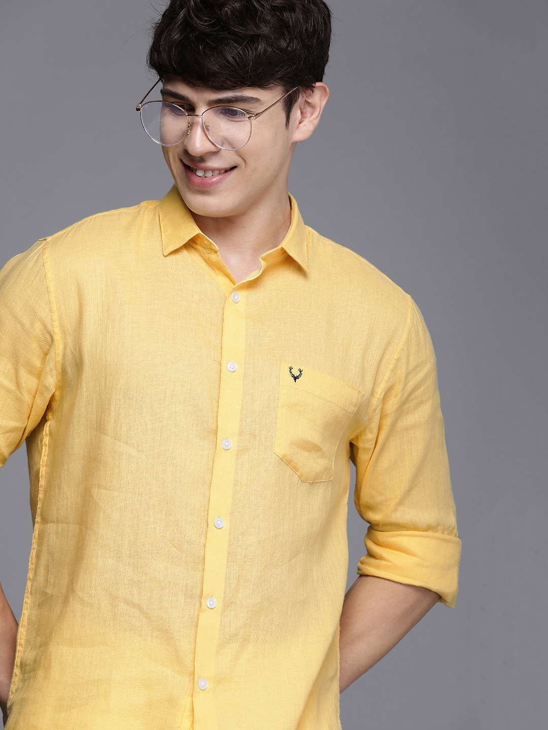 

Allen Solly Men Slim Fit Opaque Casual Shirt, Yellow