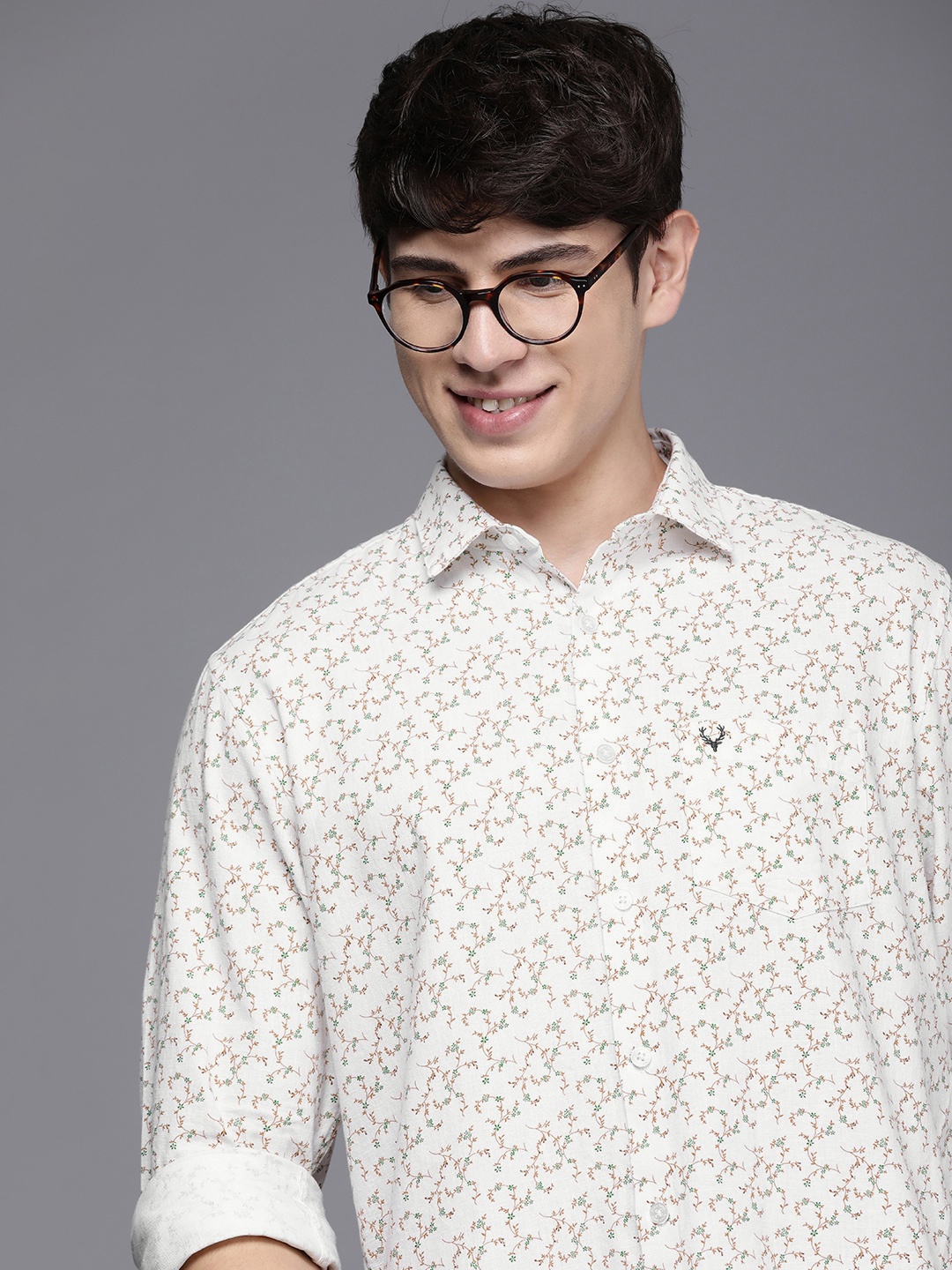 

Allen Solly Men Slim Fit Floral Opaque Printed Casual Shirt, White