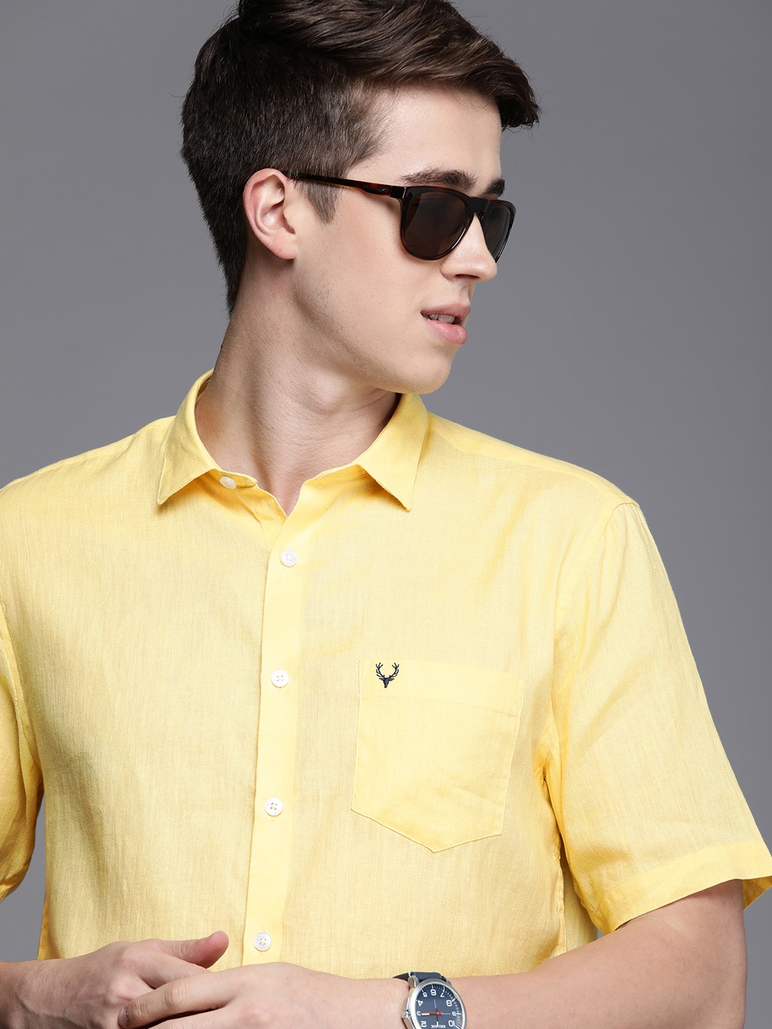 

Allen Solly Men Slim Fit Opaque Casual Shirt, Yellow