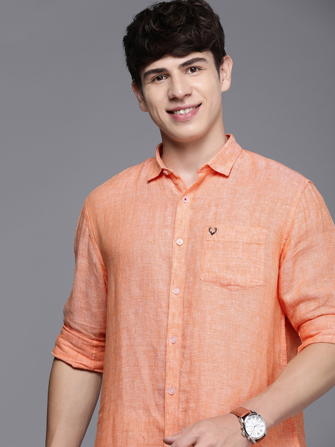 

Allen Solly Men Slim Fit Opaque Casual Shirt, Orange