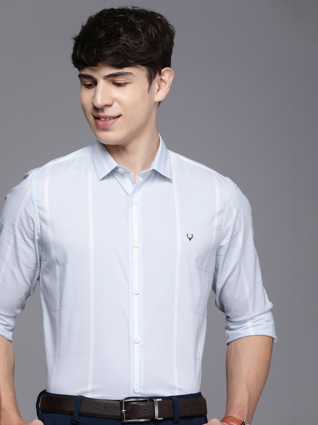 

Allen Solly Slim Fit Opaque Checked Casual Shirt, Blue