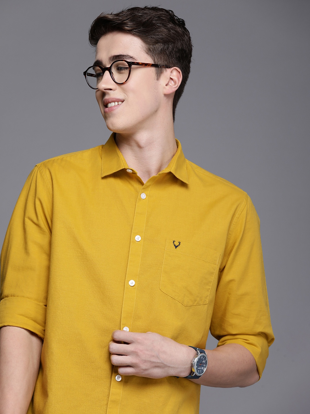 

Allen Solly Men Slim Fit Opaque Casual Shirt, Yellow