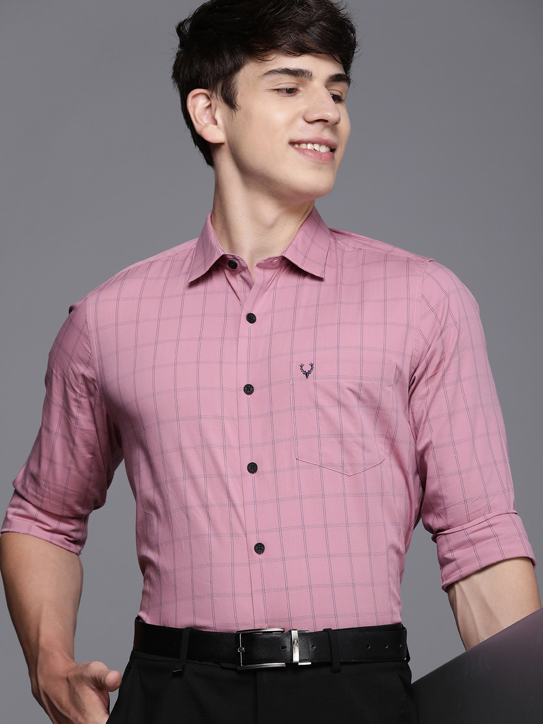 

Allen Solly Slim Fit Windowpane Checked Casual Shirt, Mauve