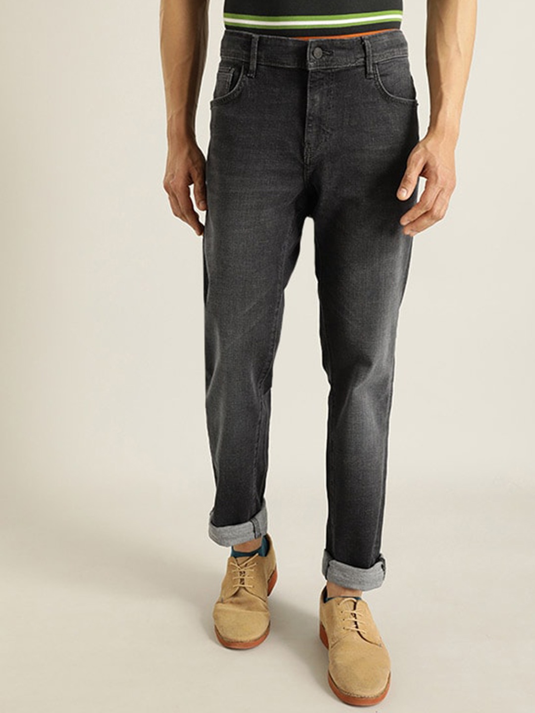 

Indian Terrain Men Brooklyn Slim Fit Light Fade Clean Look Jeans, Grey