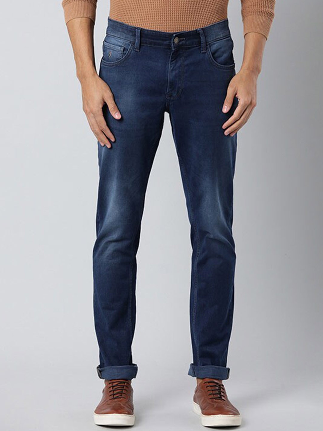 

Indian Terrain Men Mid-Rise Brooklyn Slim Fit Clean Look Heavy Fade Jeans, Blue