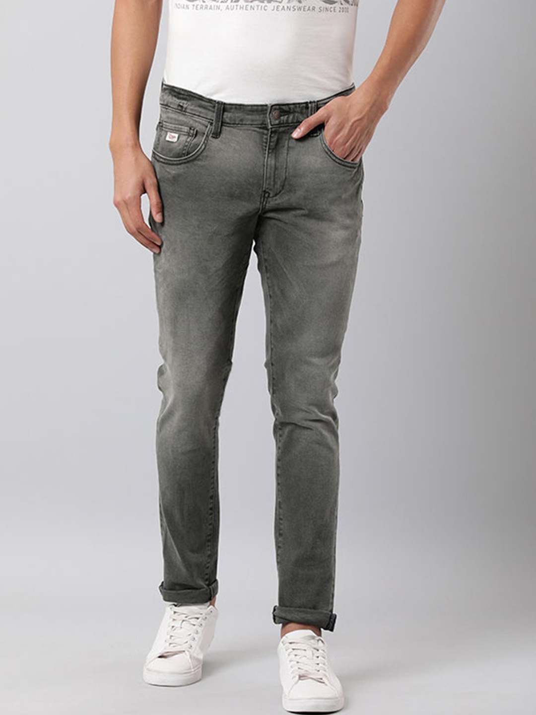 

Indian Terrain Men Heavy Fade Clean Look Mid-Rise Brooklyn Slim-Fit Jeans, Grey