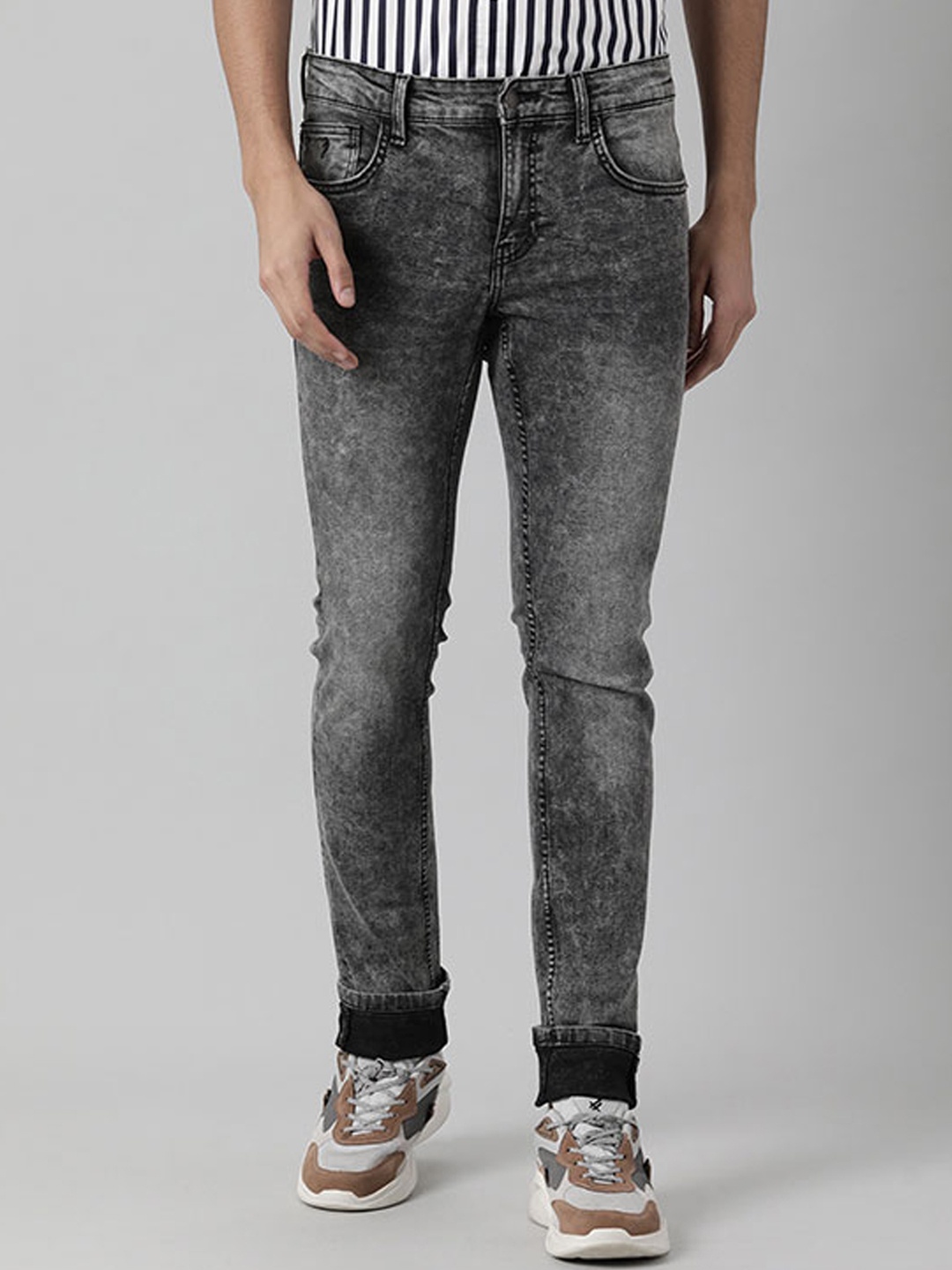

Indian Terrain Men Brooklyn Slim Fit Heavy Fade Clean Look Jeans, Grey