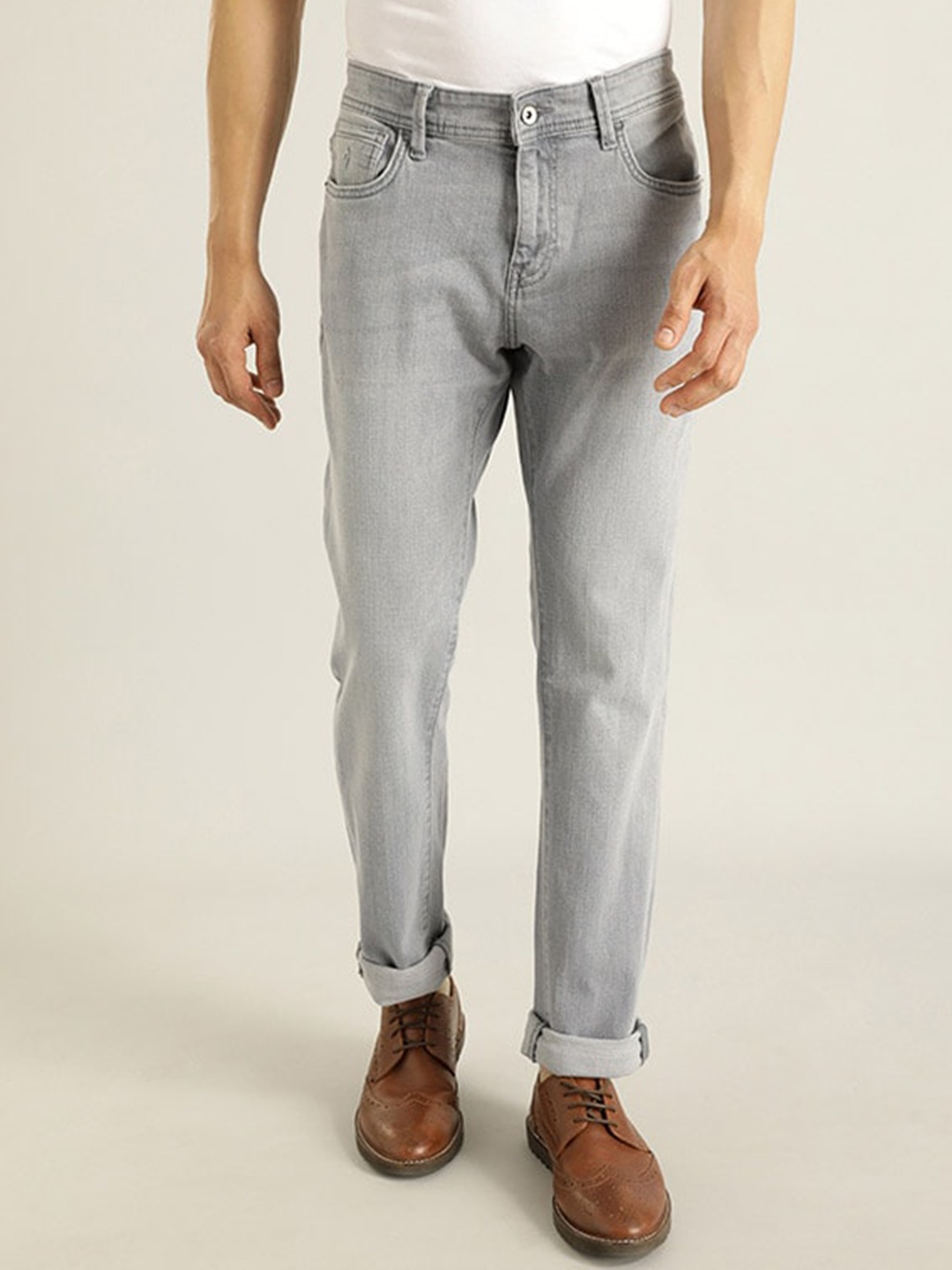 

Indian Terrain Men Mid-Rise Brooklyn Slim Fit Clean Look Light Fade Stretchable Jeans, Blue