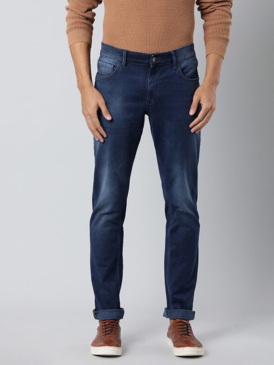

Indian Terrain Men Mid-Rise Brooklyn Slim Fit Clean Look Heavy Fade Stretchable Jeans, Blue