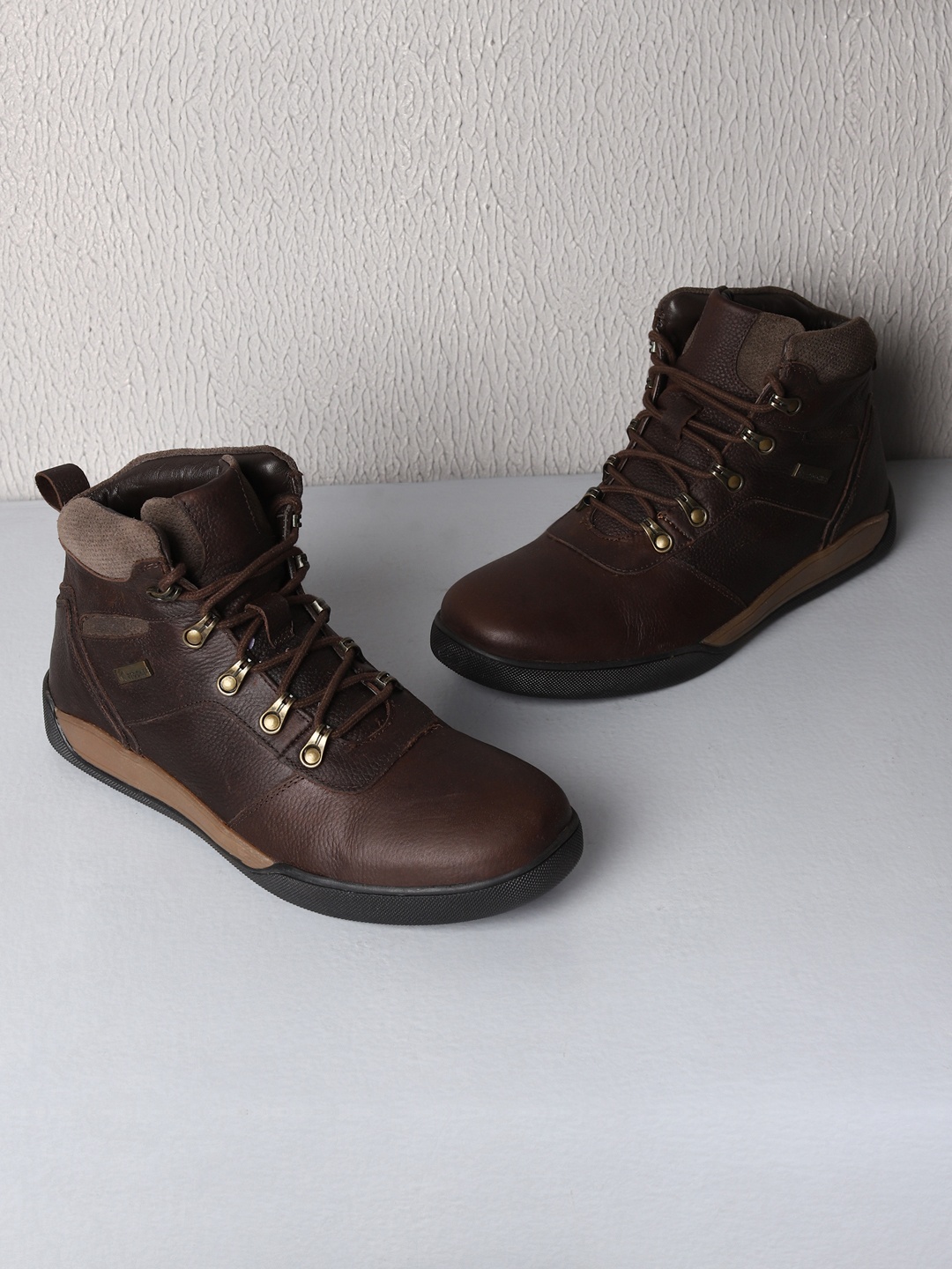 

Red Chief Men Leather Lace-Up Biker Boots, Brown