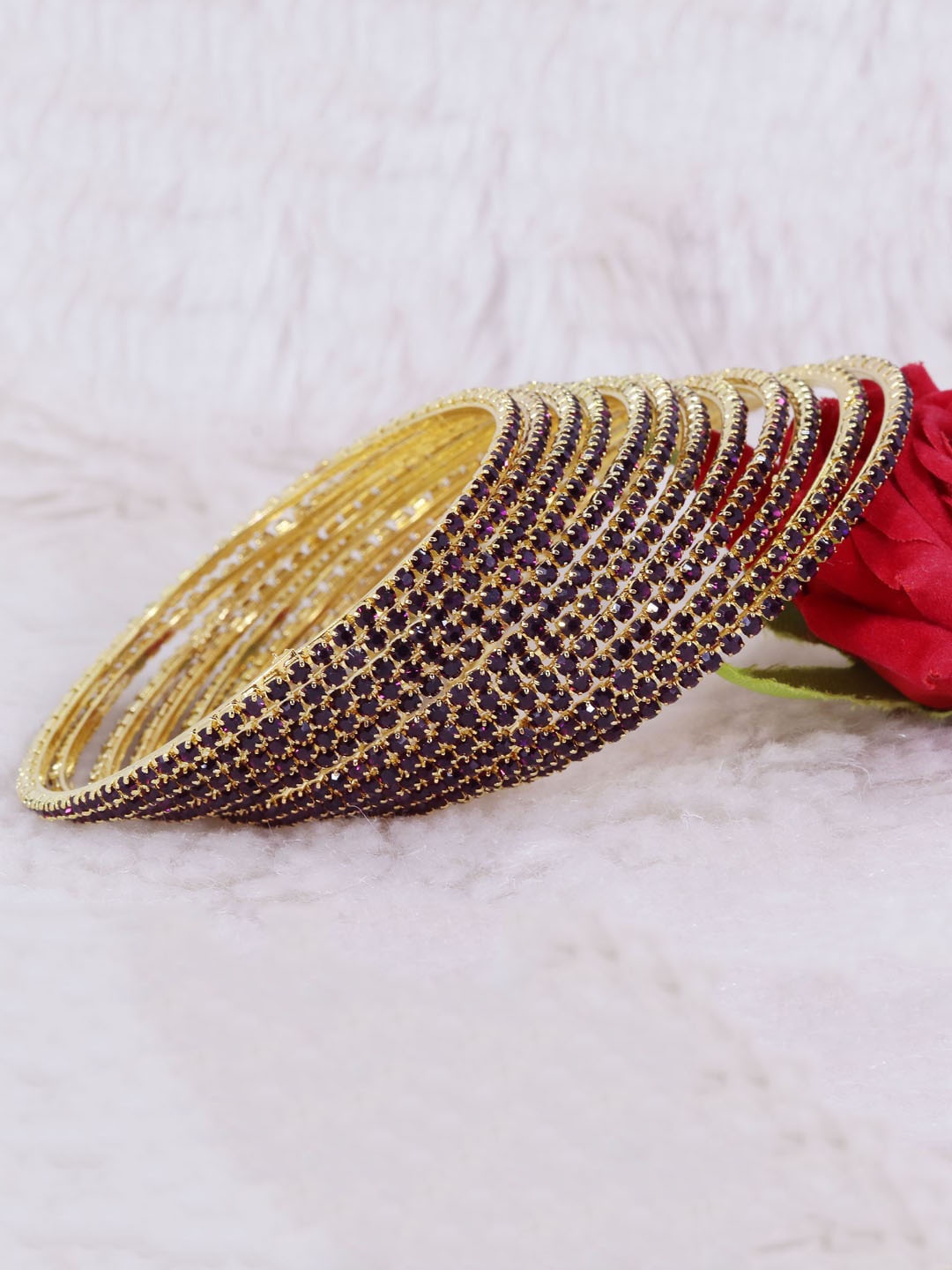 

NMII Set Of 12 Gold-Plated Stone-Studded Bangles