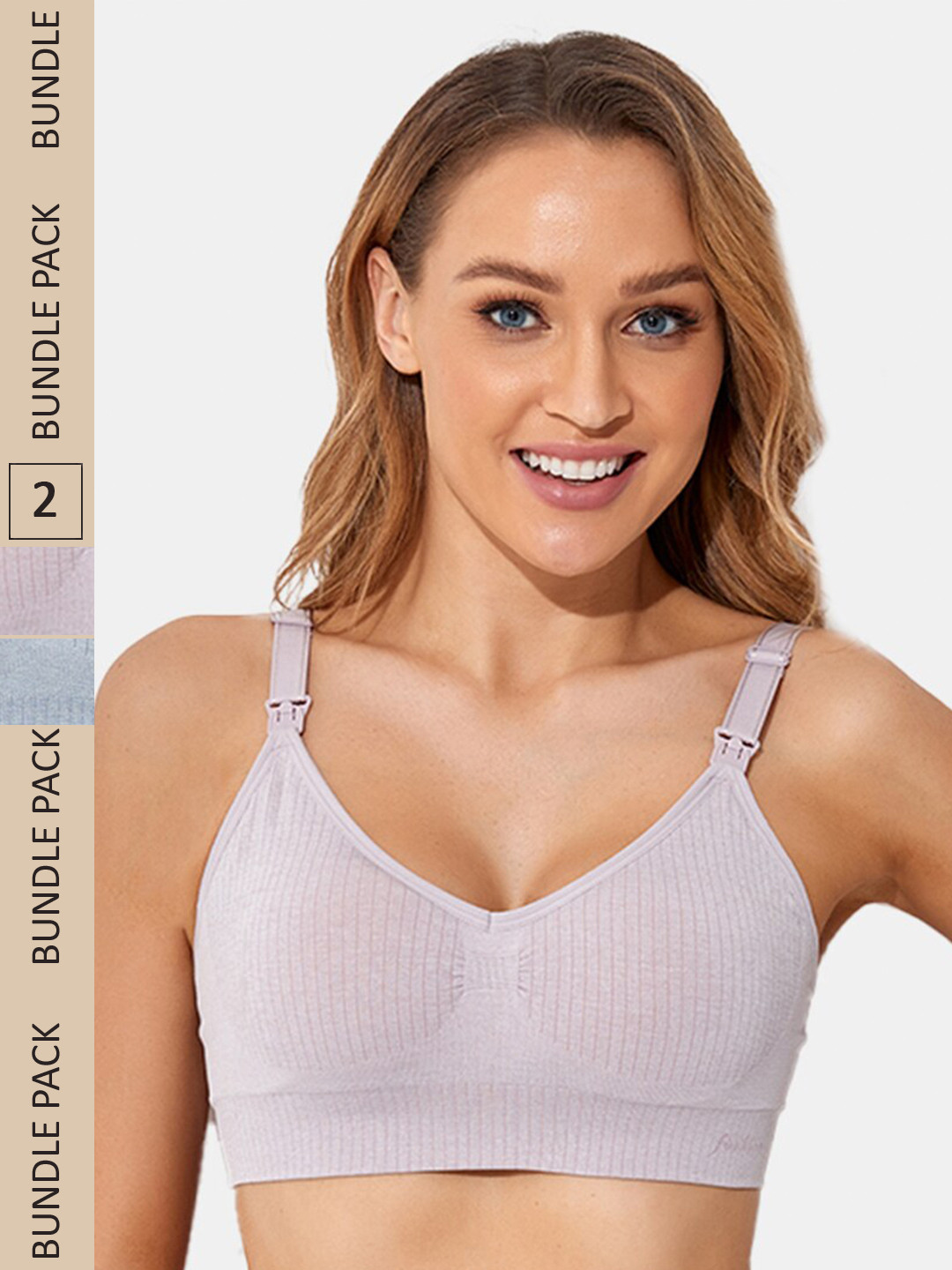

Momsoon Maternity Pack Of 2 Full Coverage Anti Microbial Seamless Maternity Bra, Blue