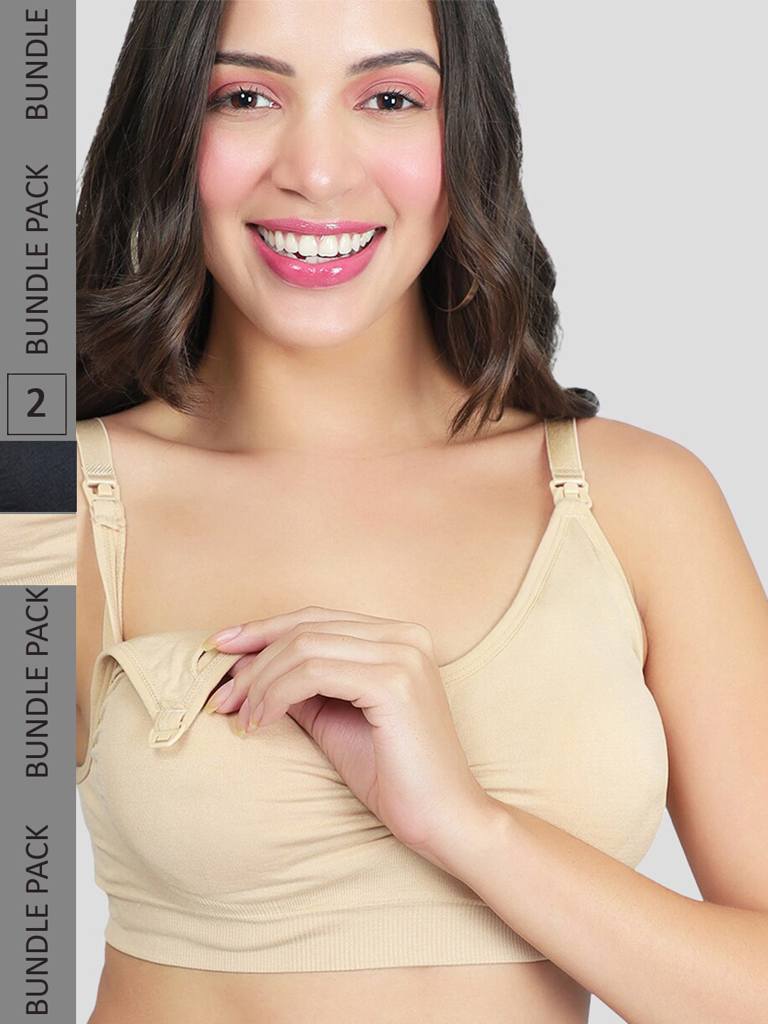 

Momsoon Maternity Pack Of 2 Full Coverage Anti Microbial Seamless Maternity Bra, Beige