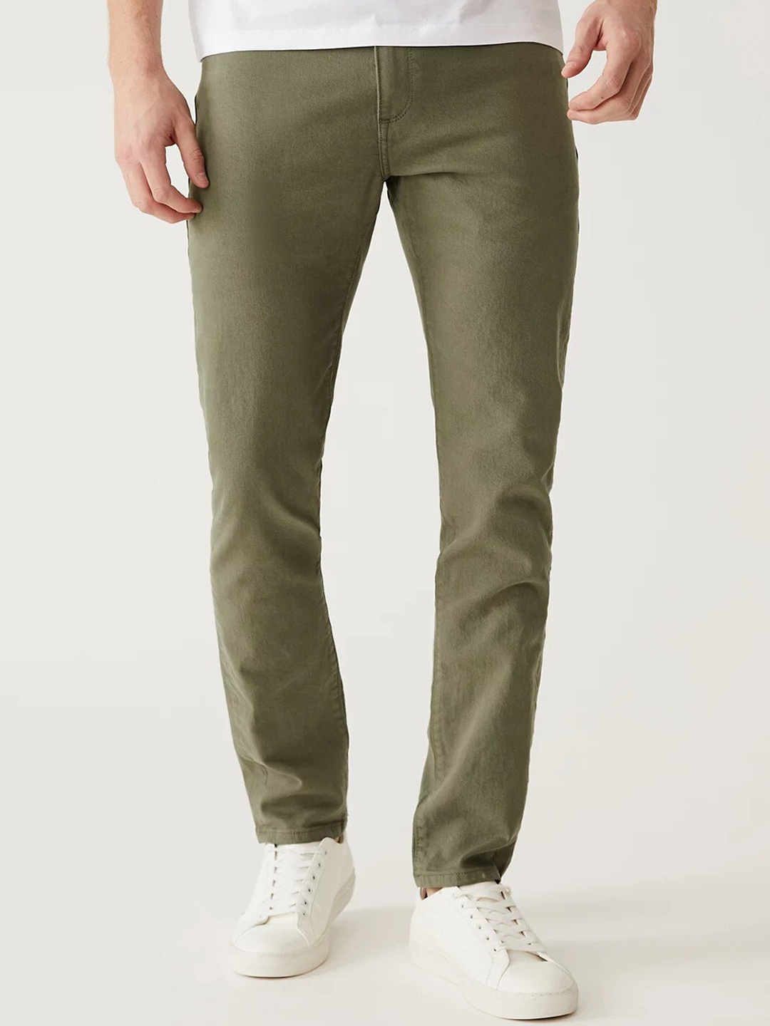 

Marks & Spencer Men Coloured Mid-Rise Slim Fit Jeans, Olive