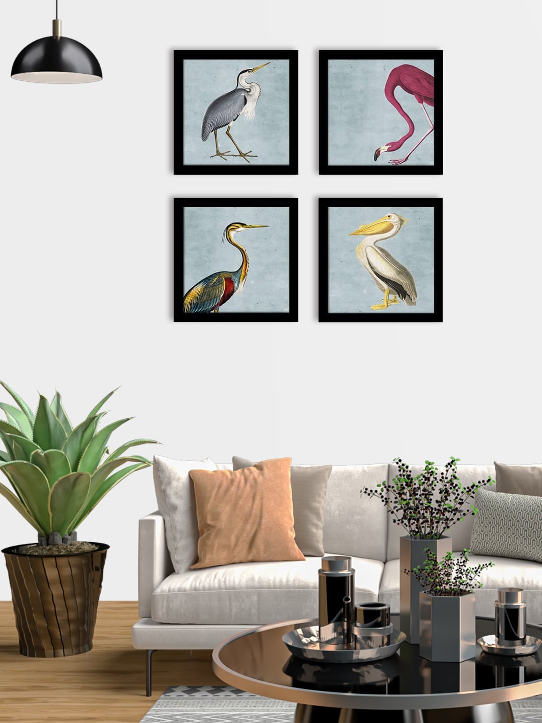 

PAPER PLANE DESIGN Maroon & Blue 4 Pieces Vintage Bird Panited Photo Frames