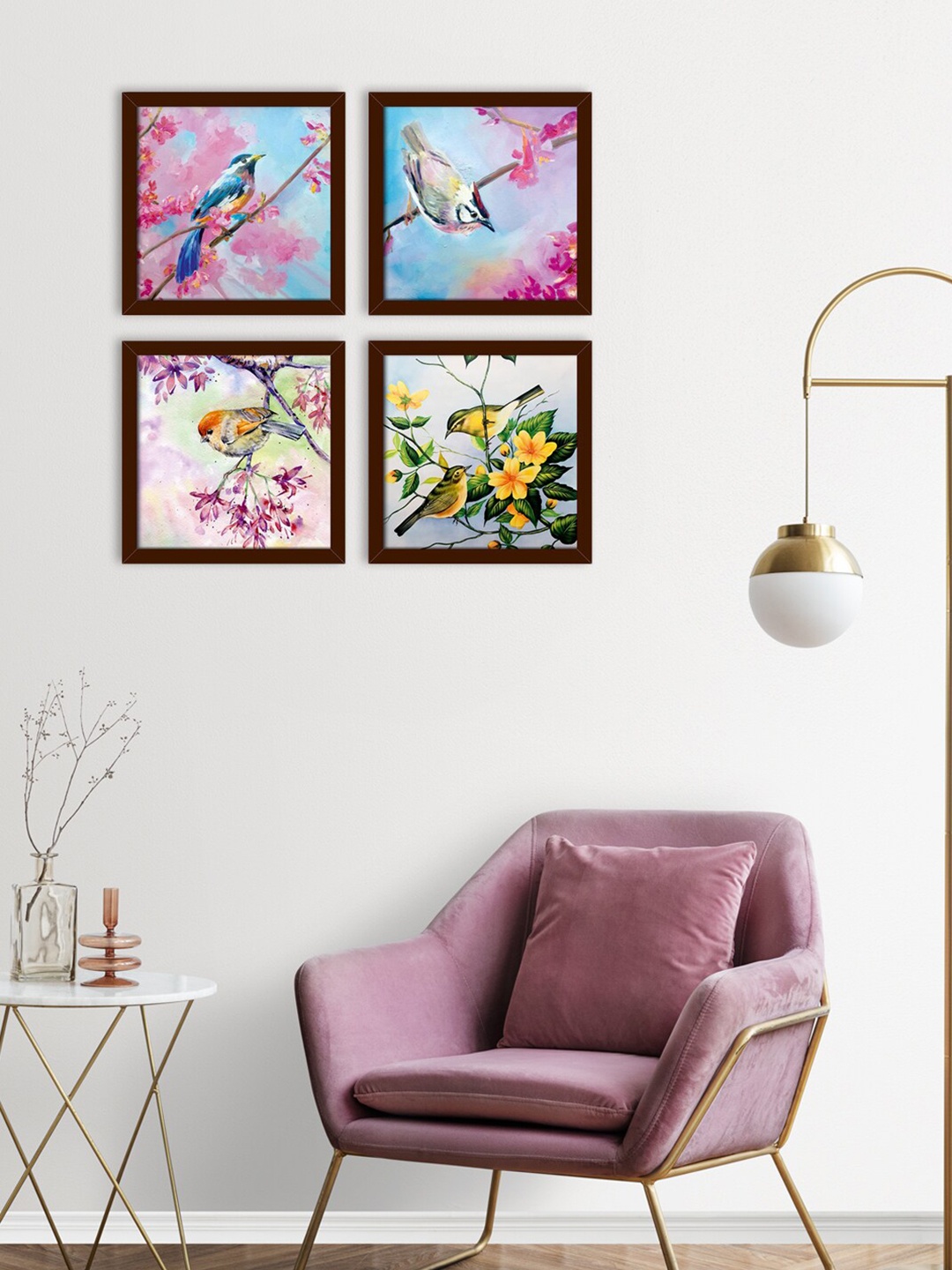 

PAPER PLANE DESIGN Pink& Blue 4 Pieces Printed Wall Photo Frame