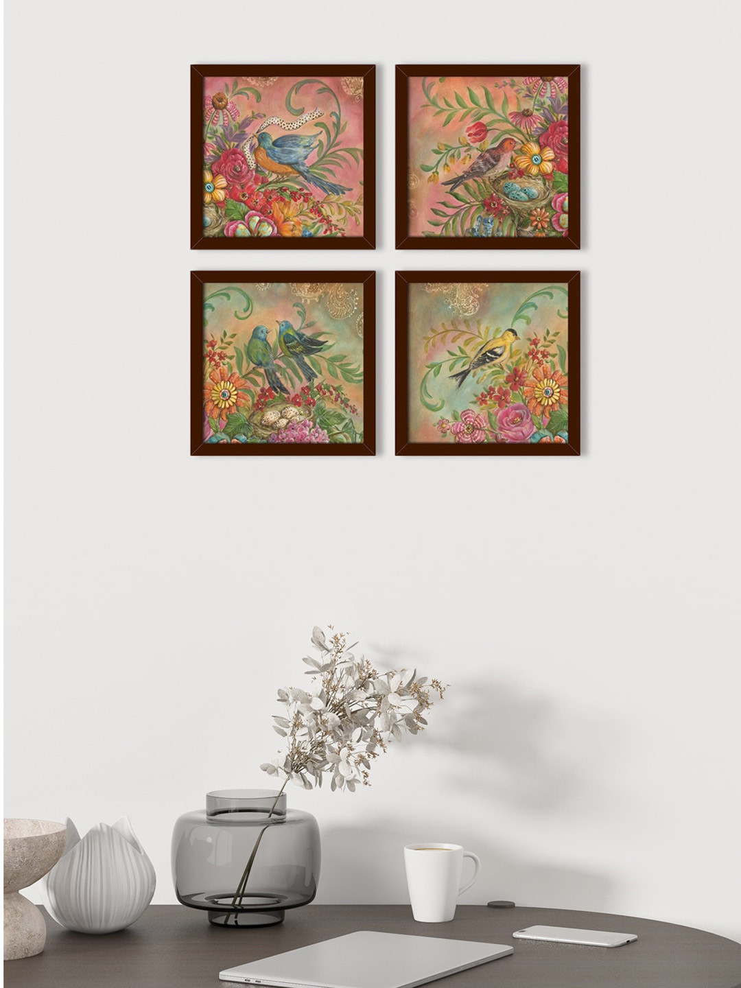 

PAPER PLANE DESIGN Pink & Green 4 Pieces Printed Wall Photo Frame